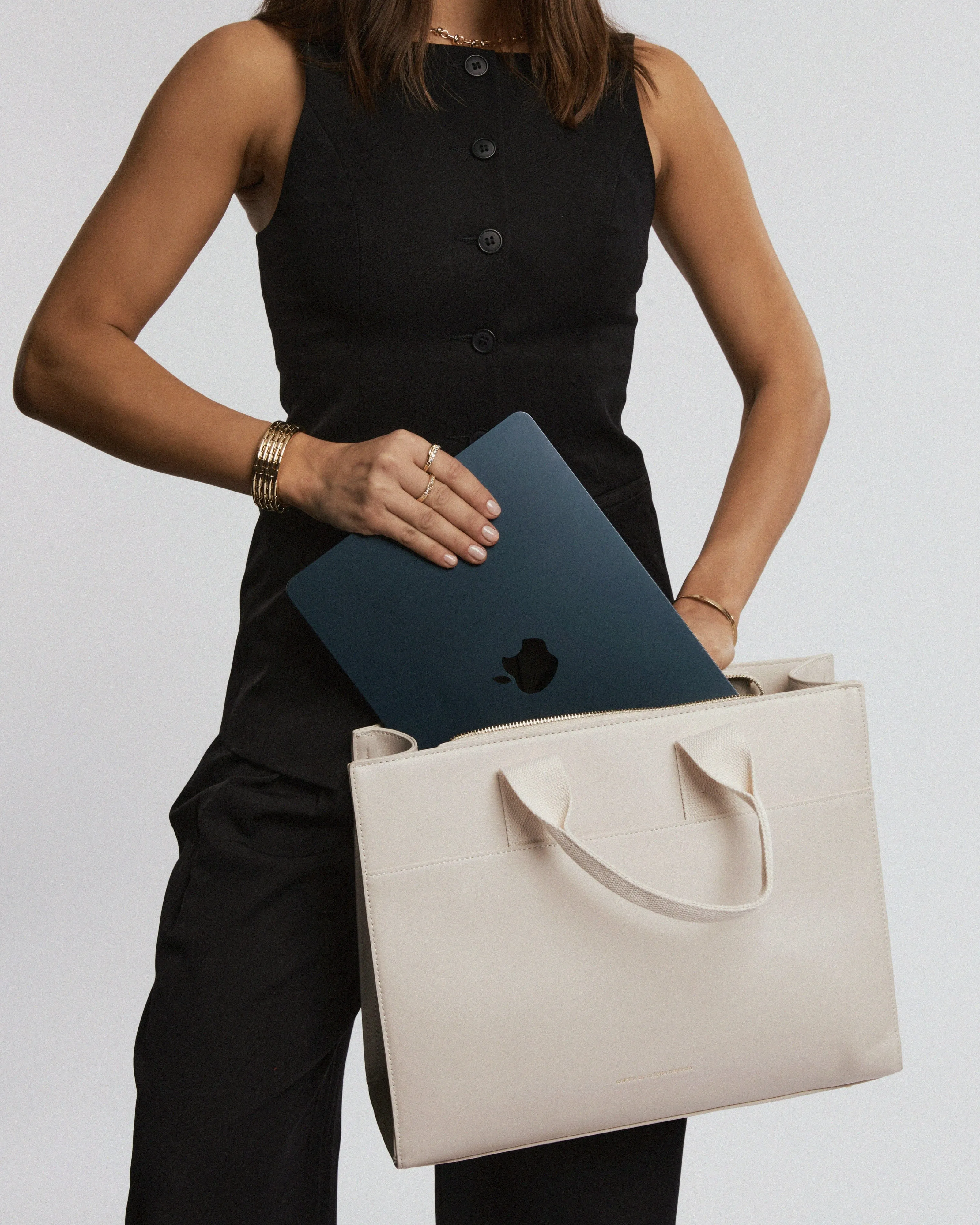 Ivory Bonnie Square Tech Tote Bag