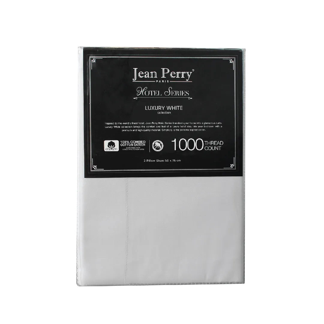 Jean Perry 100% Combed Cotton Sateen Hotel Series Luxury White 2pcs Pillow Case - 1000TC