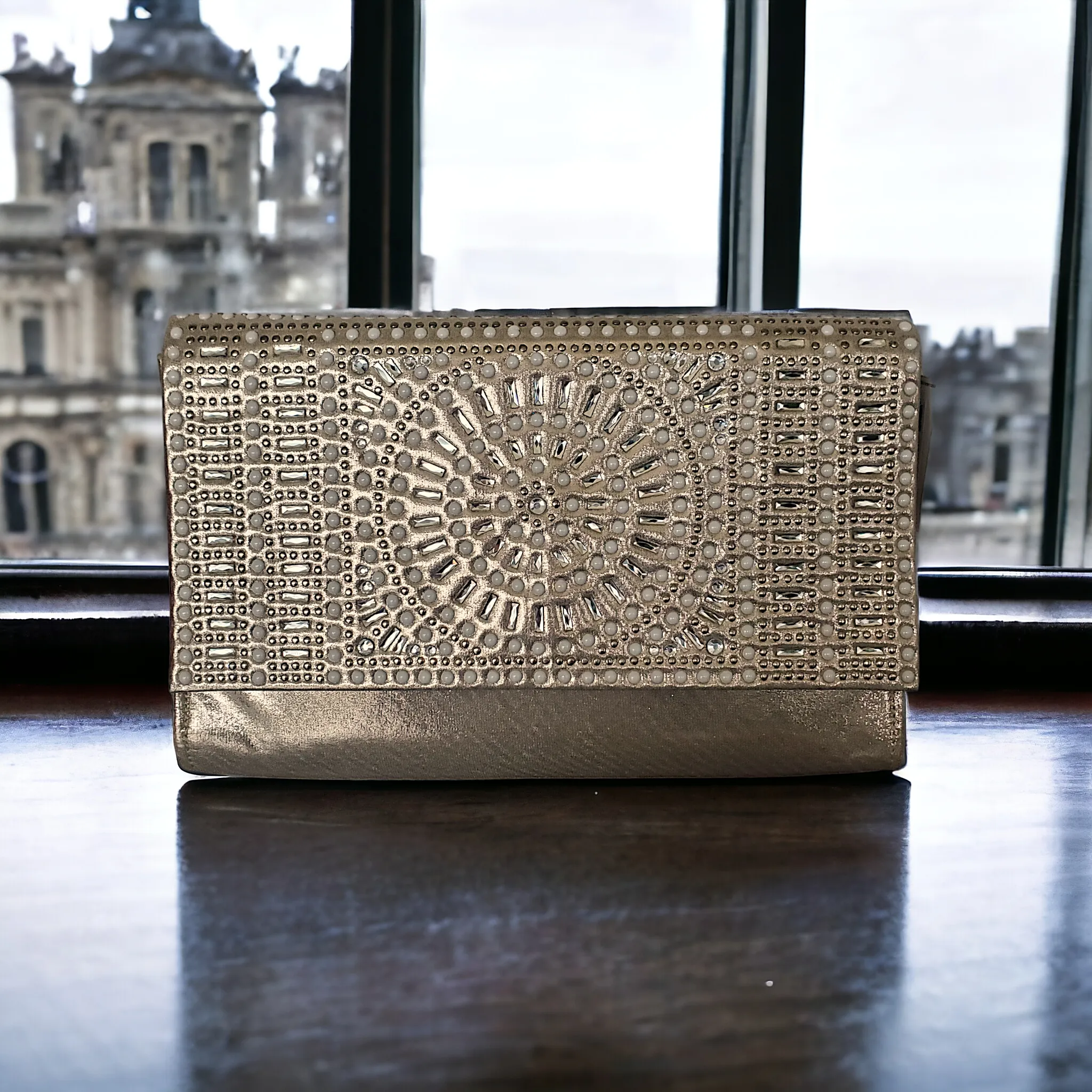 JESSICA MCCLINTOCK Beaded Opal Stone Nora Bag