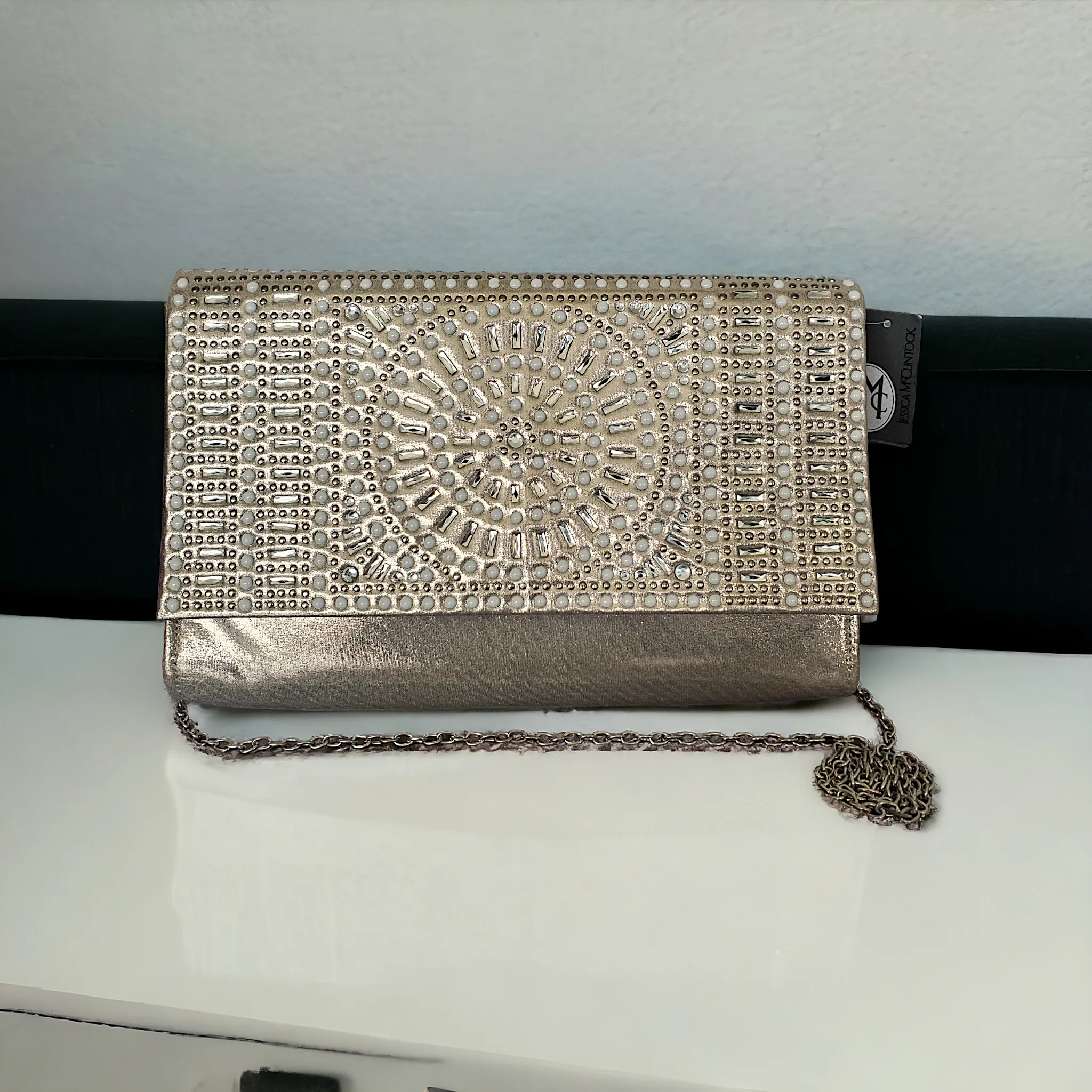 JESSICA MCCLINTOCK Beaded Opal Stone Nora Bag