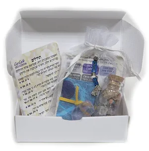 Jewish Gift - Amethyst Breastplate Blessing Stone, Hamsa & Psalms Verses Card