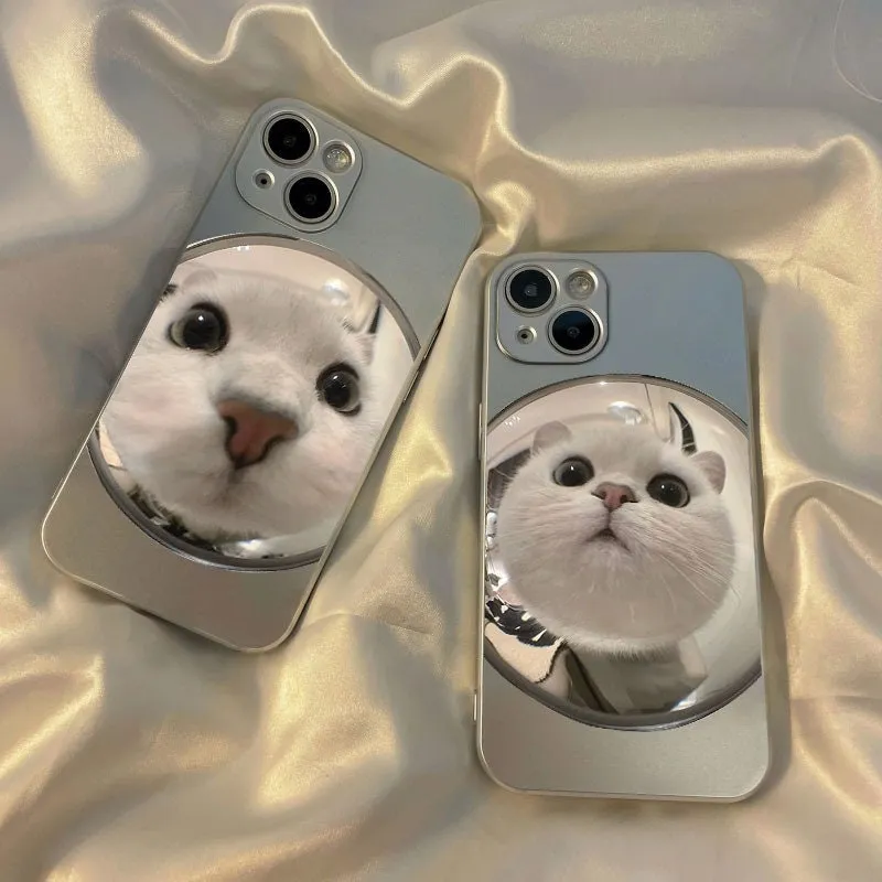 Kawaii Grey Cute Pet Cat Lover Fisheye Lens Picture Design Protective Shockproof iPhone Case for iPhone 11 12 13 14 Pro Max Case