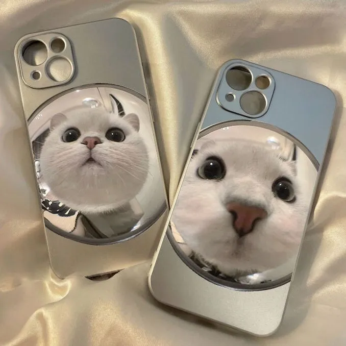 Kawaii Grey Cute Pet Cat Lover Fisheye Lens Picture Design Protective Shockproof iPhone Case for iPhone 11 12 13 14 Pro Max Case