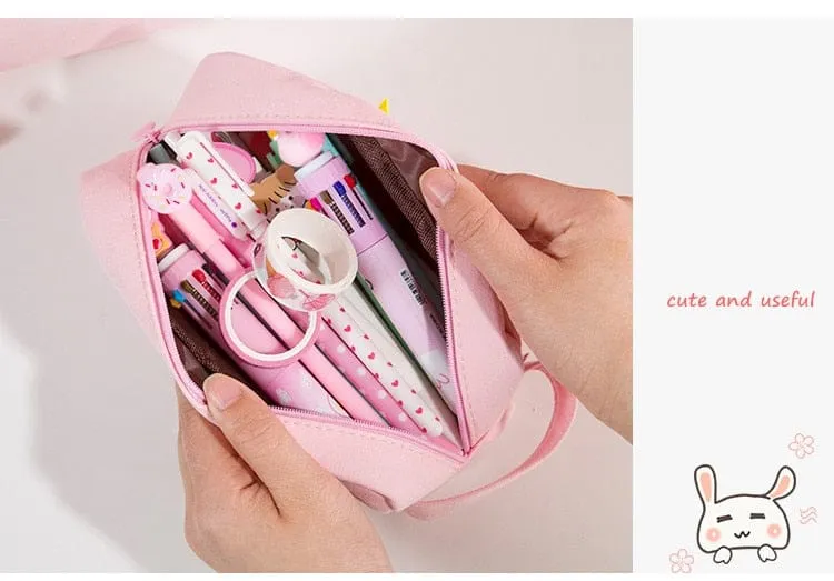 Kawaii Pet Charm Poms Pencil Case