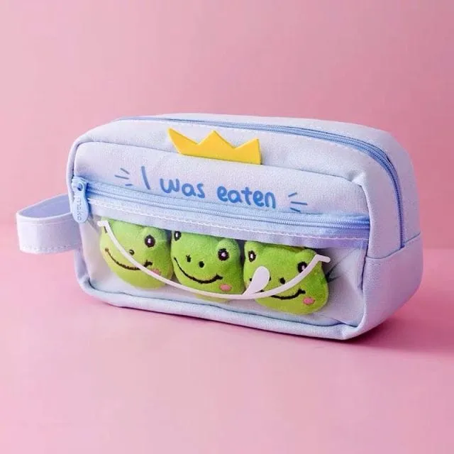Kawaii Pet Charm Poms Pencil Case