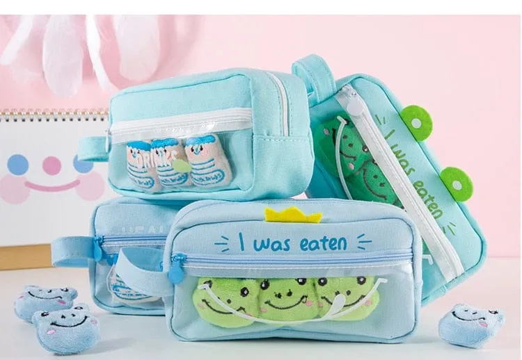 Kawaii Pet Charm Poms Pencil Case