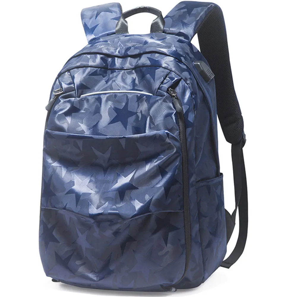 Large Capacity USB Backpack Fits 15.6" Laptop Fashion Lightweight Canvas Bookbag for Teens