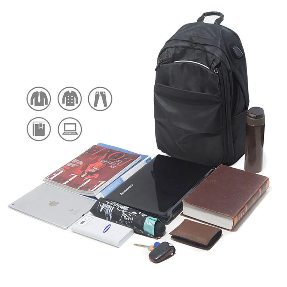 Large Capacity USB Backpack Fits 15.6" Laptop Fashion Lightweight Canvas Bookbag for Teens