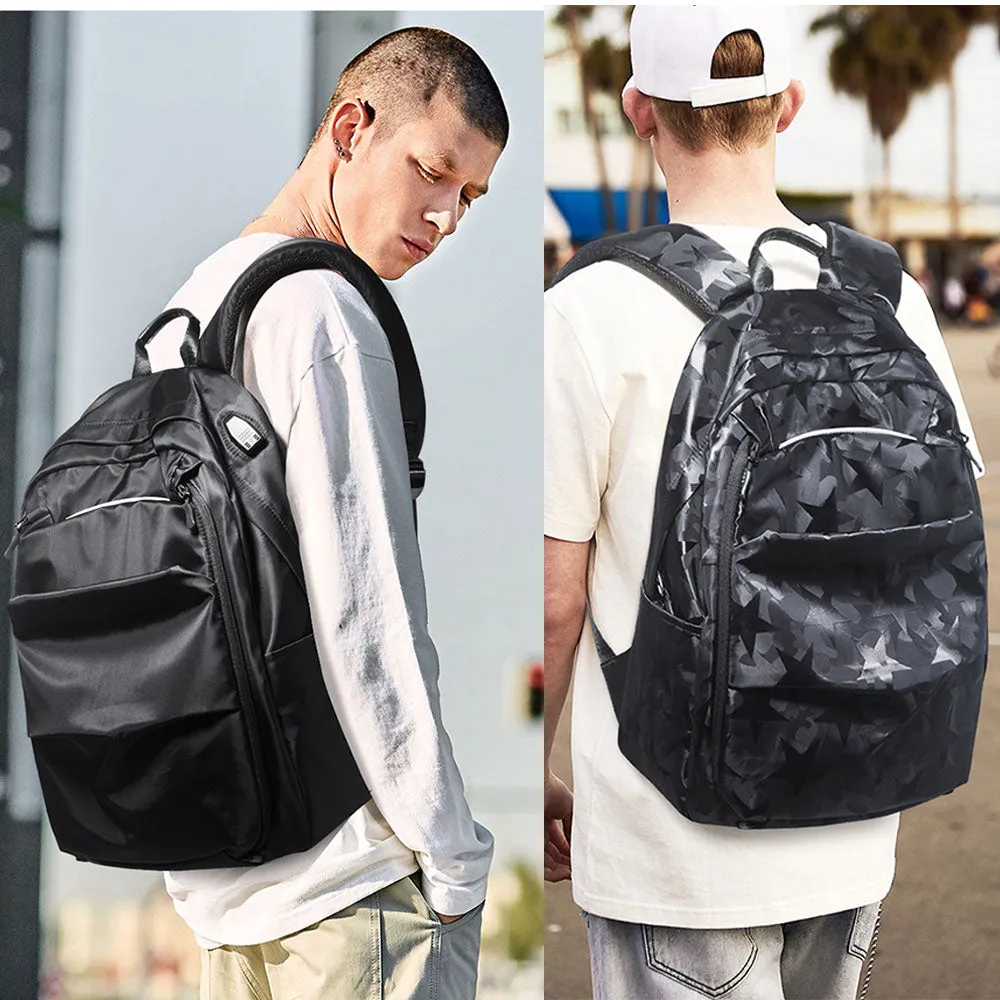 Large Capacity USB Backpack Fits 15.6" Laptop Fashion Lightweight Canvas Bookbag for Teens