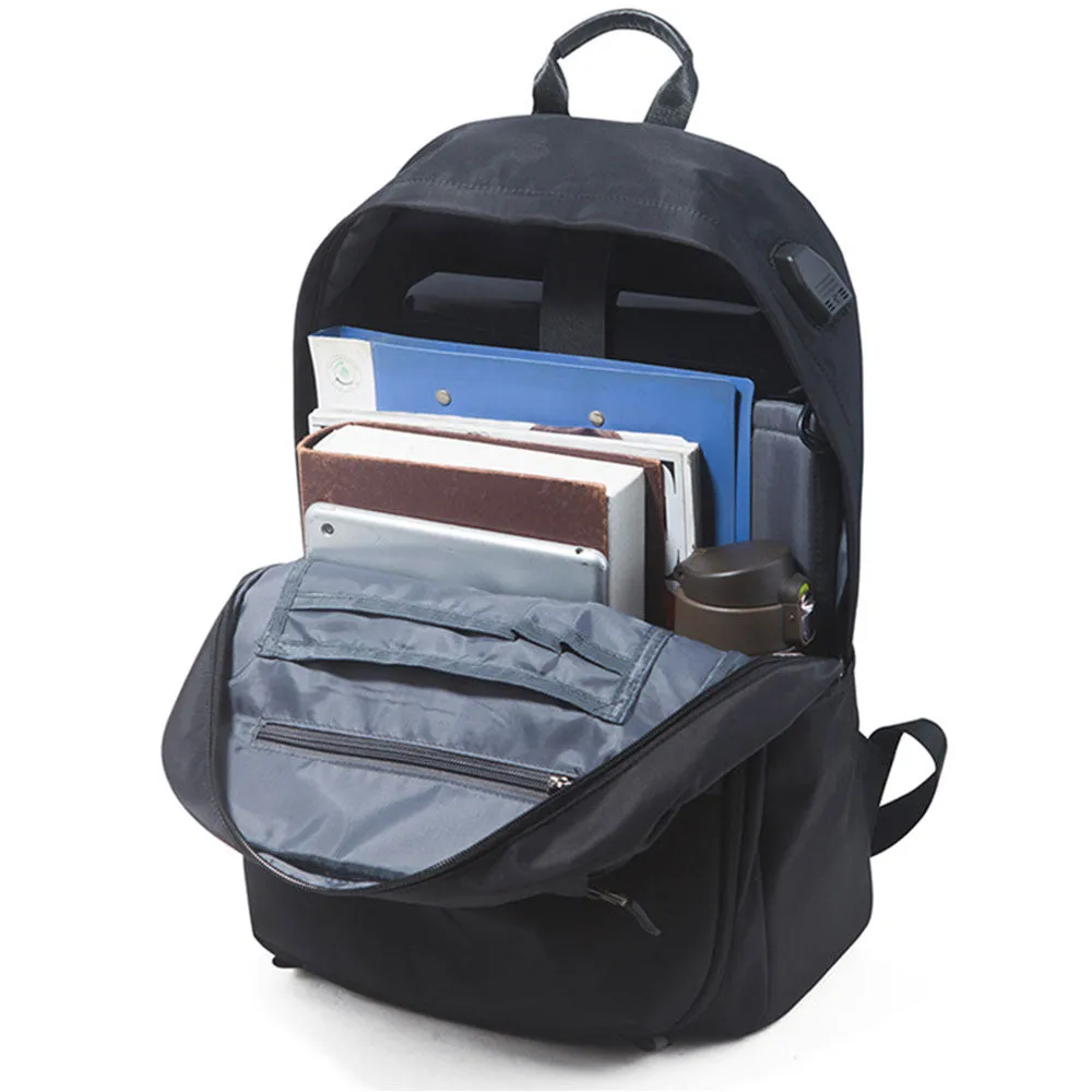 Large Capacity USB Backpack Fits 15.6" Laptop Fashion Lightweight Canvas Bookbag for Teens