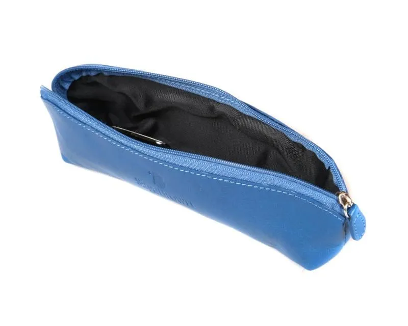 Large Leather Pencil Case - Cobalt