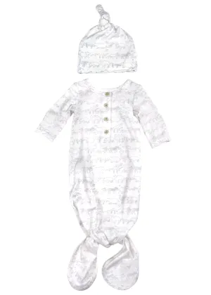Layette Tie Gown   Hat- Blue Zoo Parade