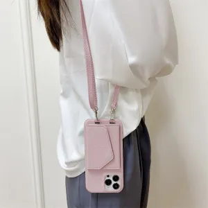Leather Wallet Crossbody Phone Case With Card Holder For iPhone