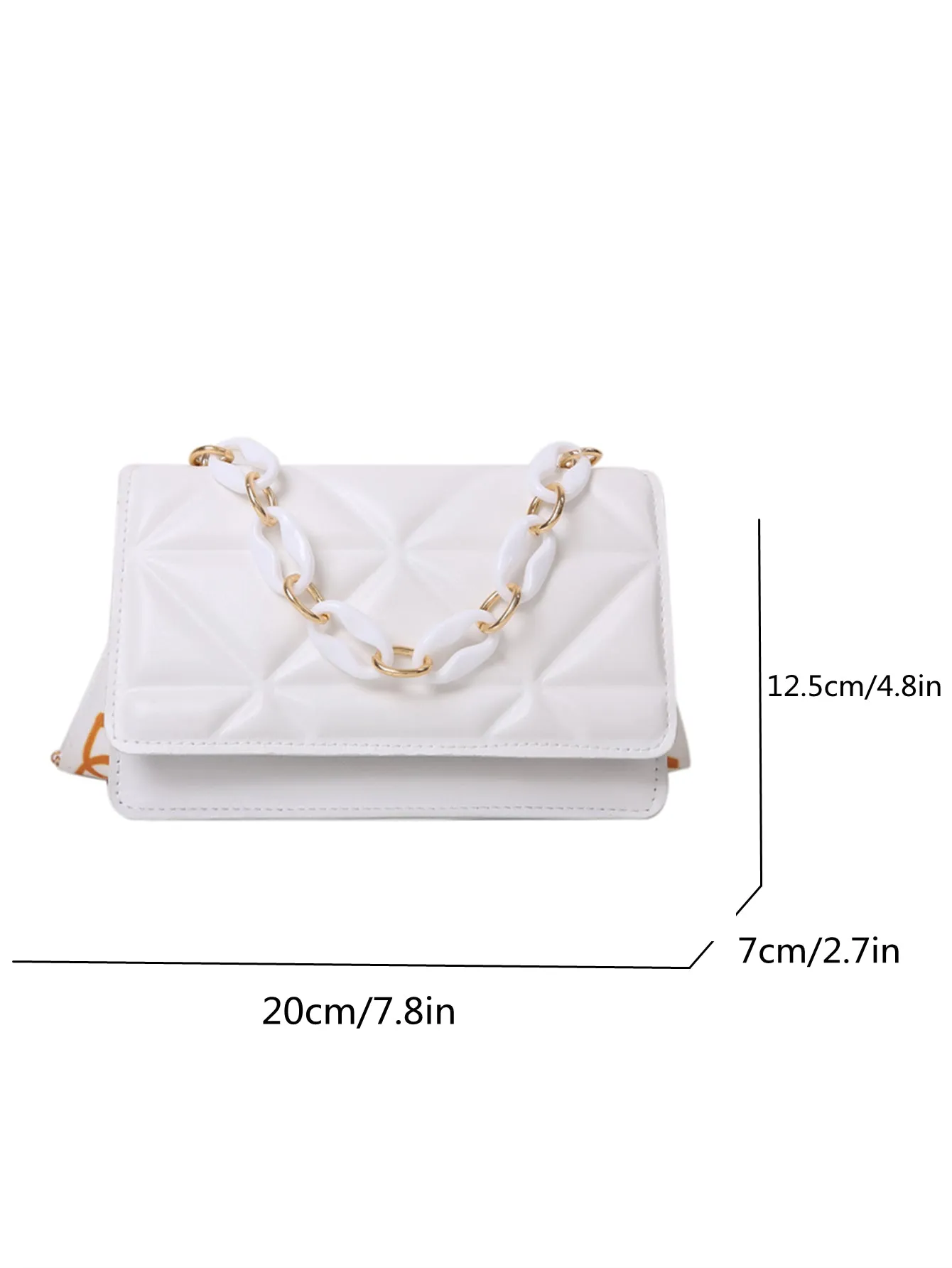 Lightweight,Business Casual Mini Chain Decor Flap Square Bag