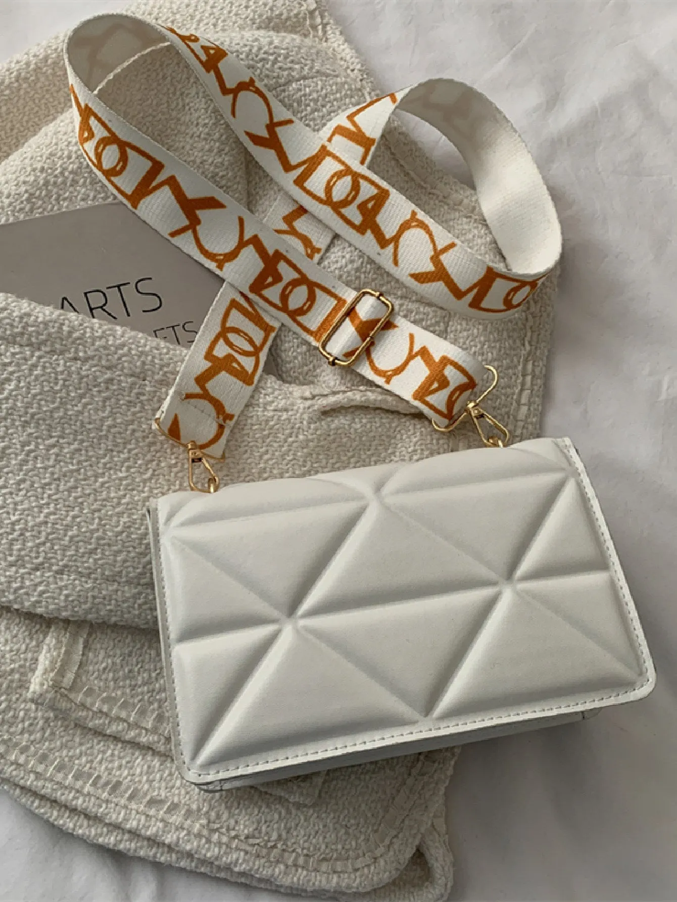 Lightweight,Business Casual Mini Chain Decor Flap Square Bag