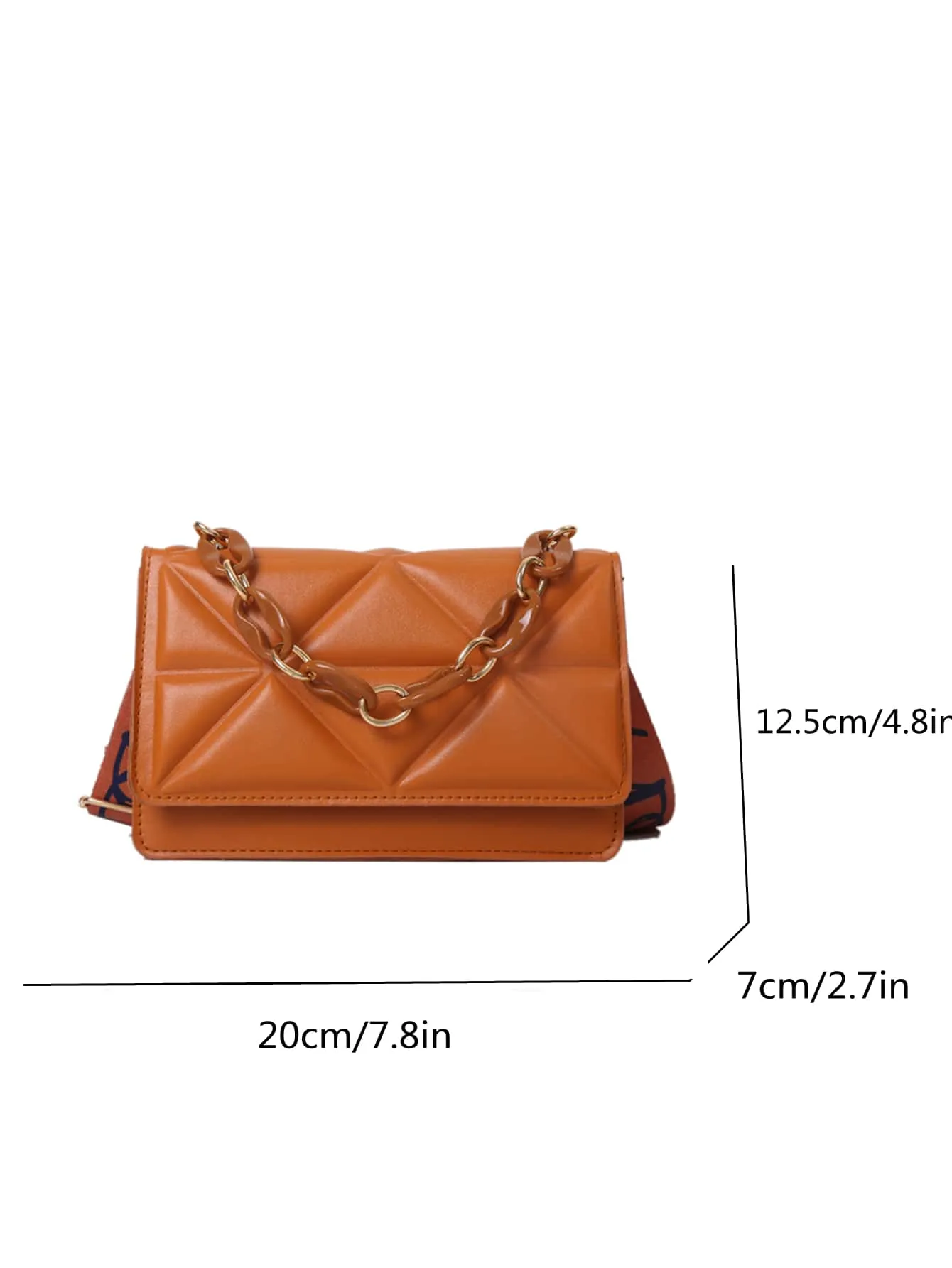 Lightweight,Business Casual Mini Chain Decor Flap Square Bag