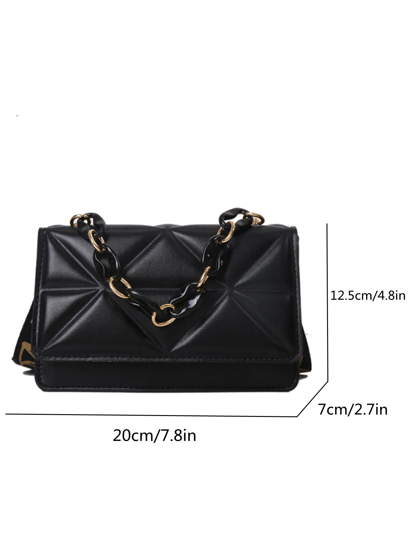 Lightweight,Business Casual Mini Chain Decor Flap Square Bag
