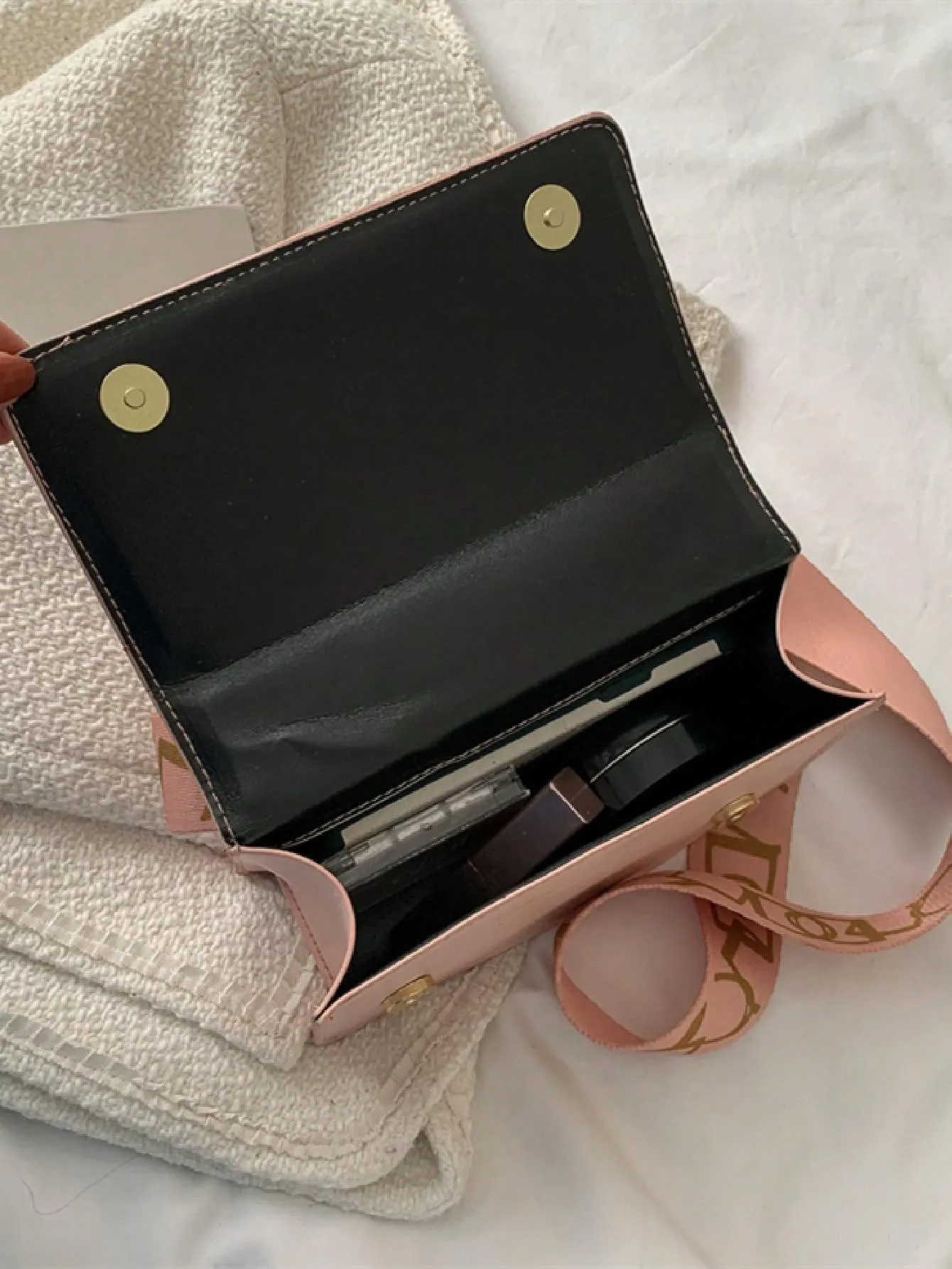 Lightweight,Business Casual Mini Chain Decor Flap Square Bag