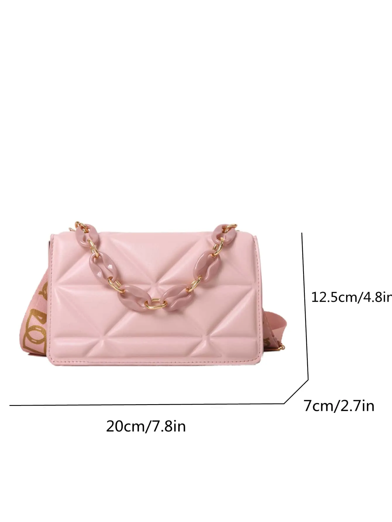 Lightweight,Business Casual Mini Chain Decor Flap Square Bag