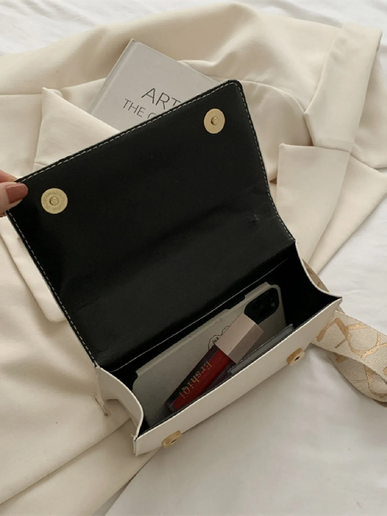 Lightweight,Business Casual Mini Chain Decor Flap Square Bag