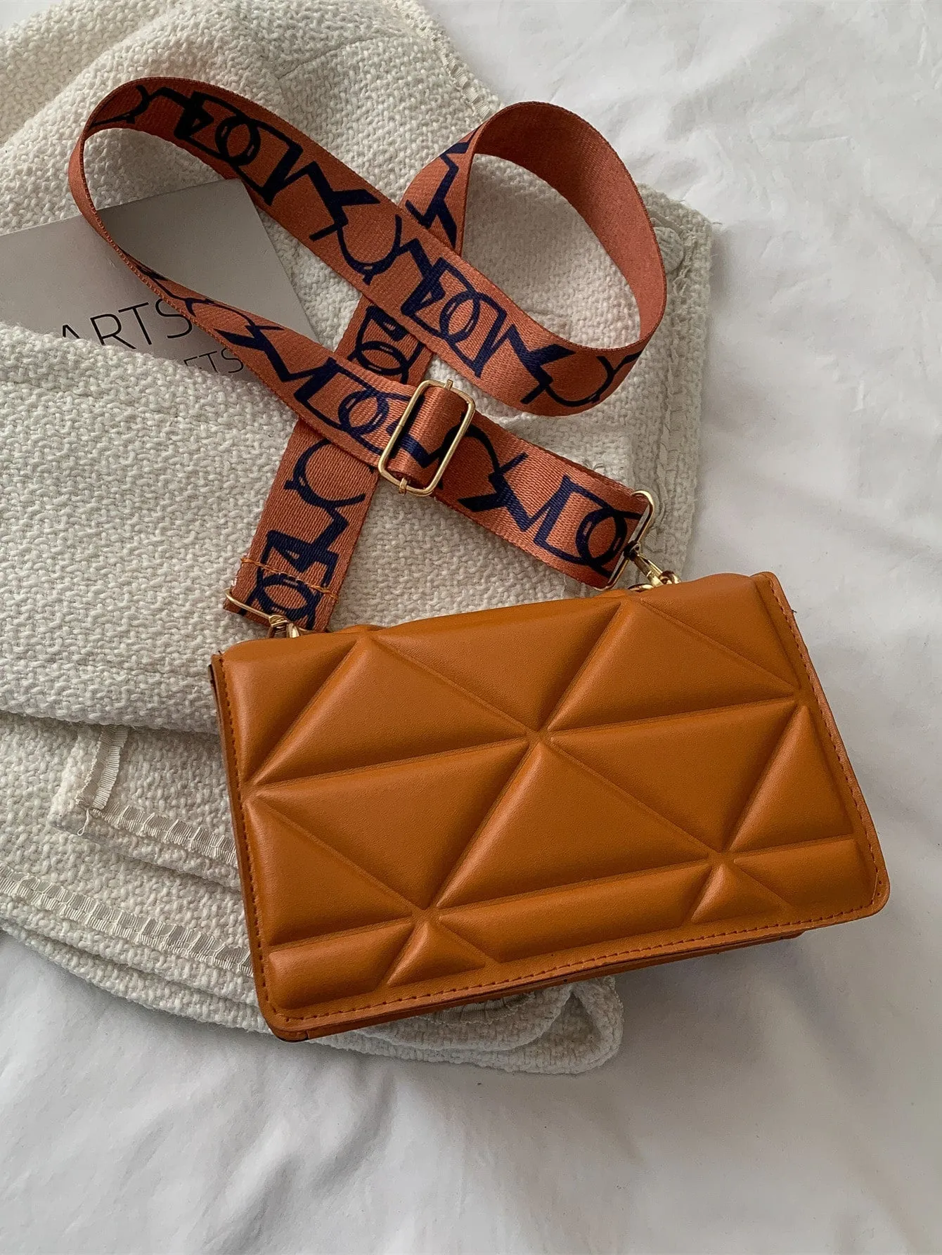 Lightweight,Business Casual Mini Chain Decor Flap Square Bag