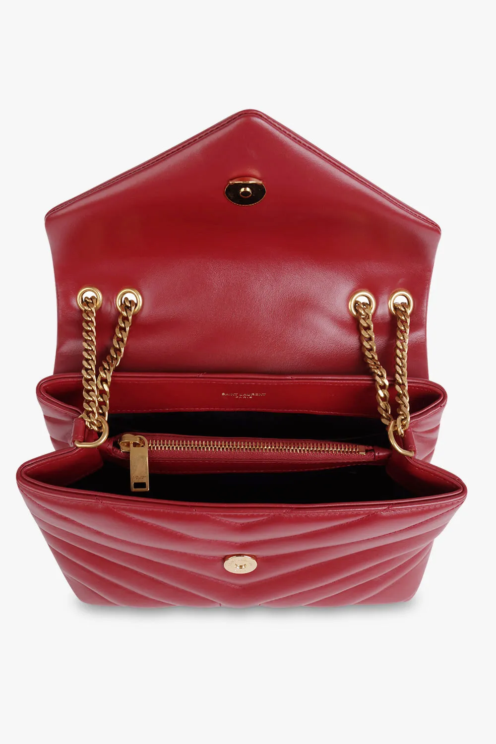 LOULOU SMALL FLAP BAG OPYUM RED/GOLD