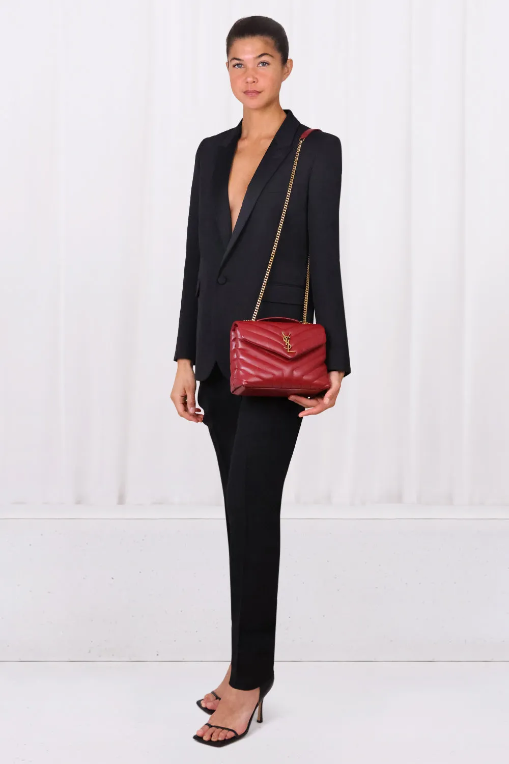 LOULOU SMALL FLAP BAG OPYUM RED/GOLD