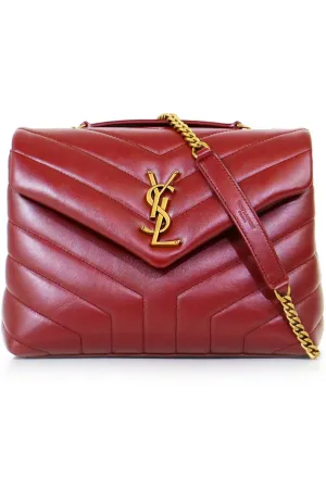 LOULOU SMALL FLAP BAG OPYUM RED/GOLD