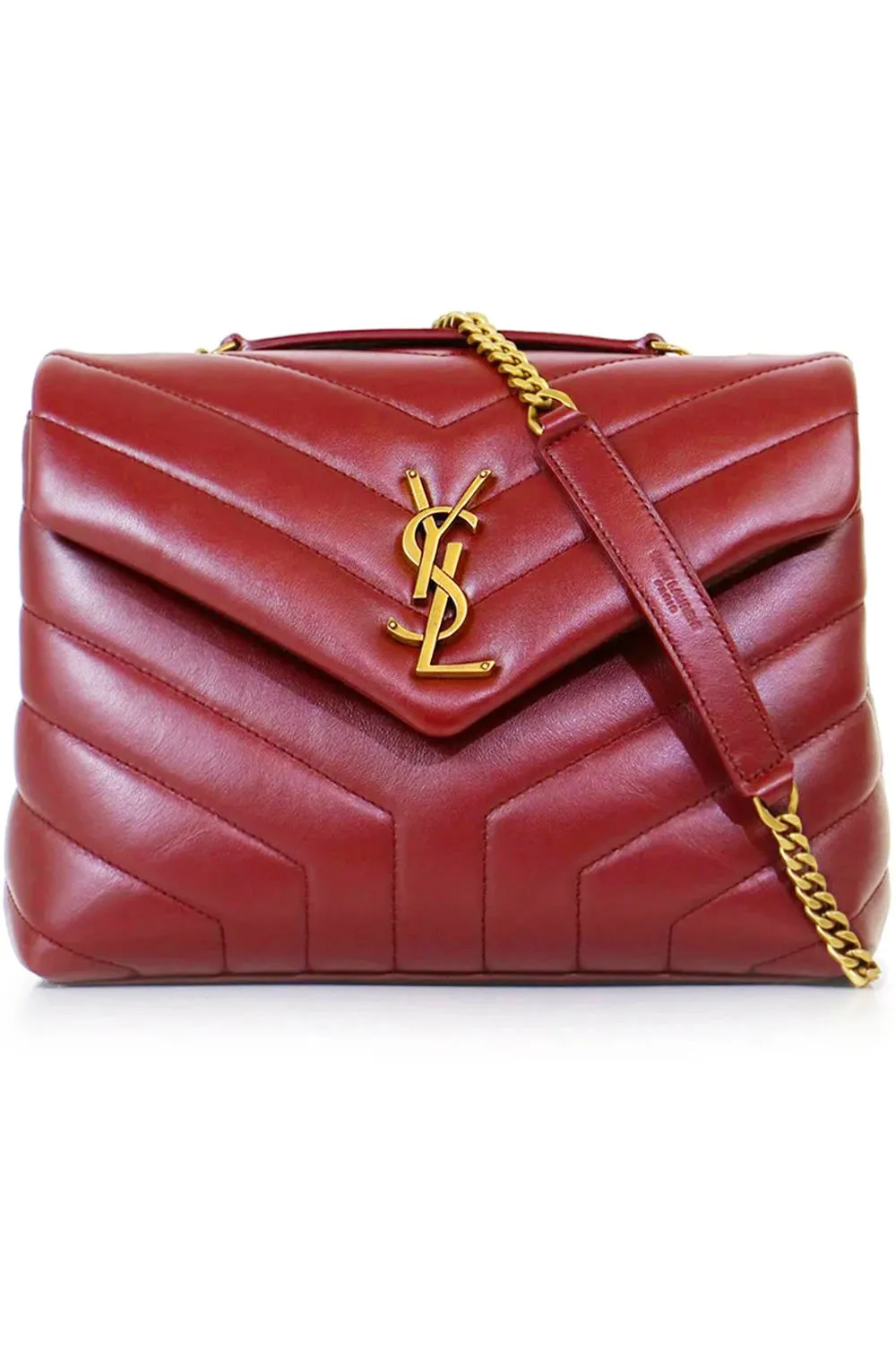 LOULOU SMALL FLAP BAG OPYUM RED/GOLD