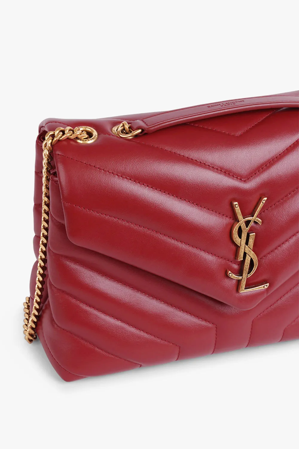 LOULOU SMALL FLAP BAG OPYUM RED/GOLD