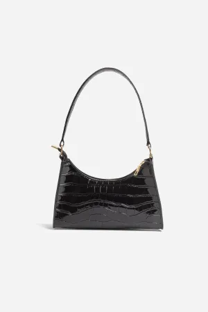 Lucia Mini Black Croc Bag