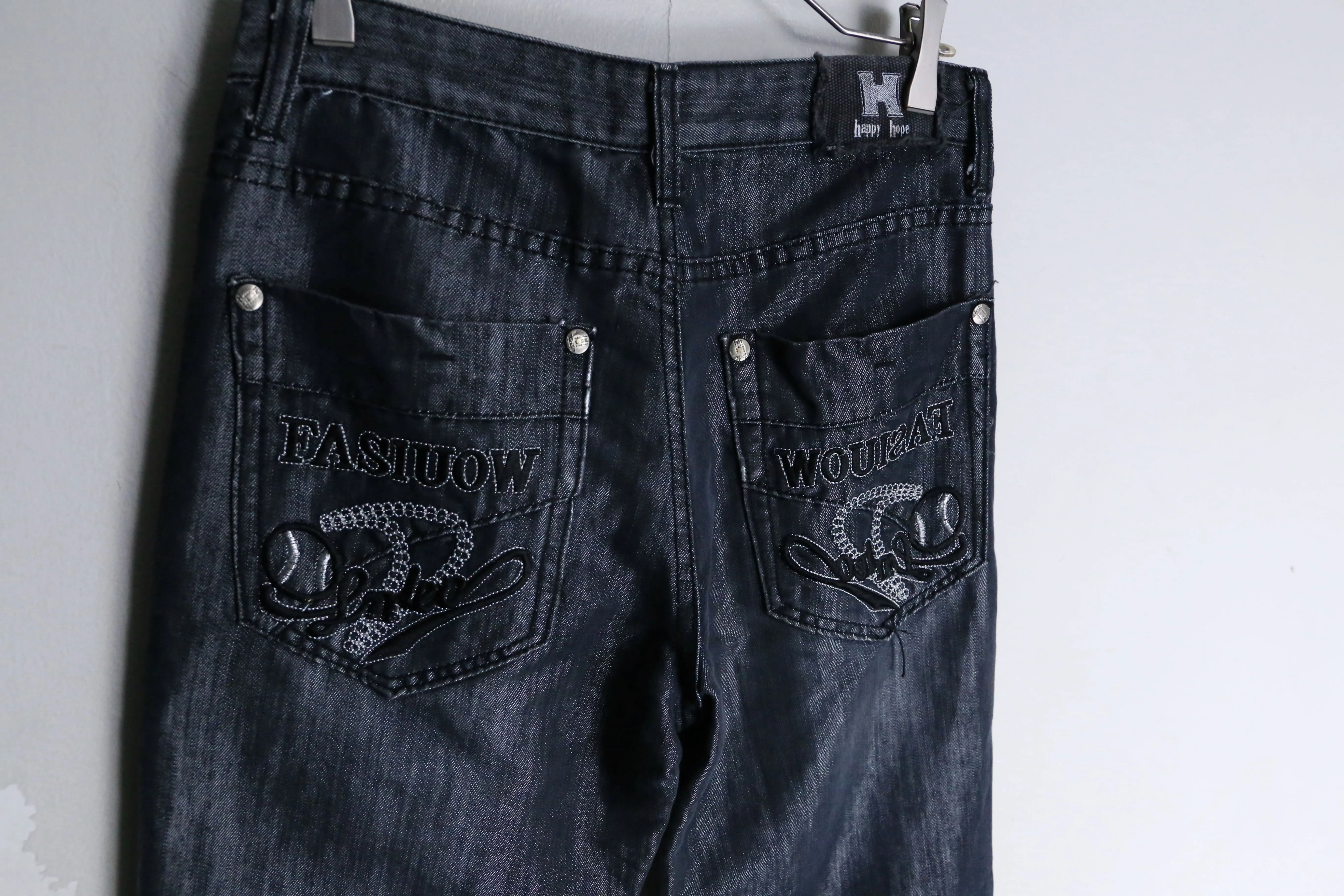 luster design black denim pants
