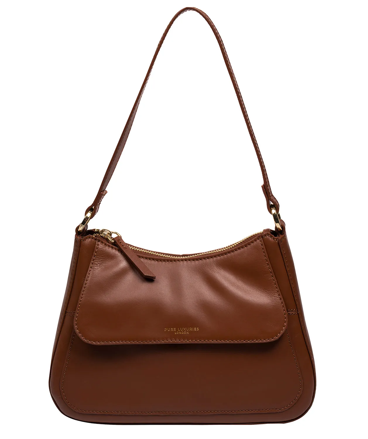 'Mable' Caramel Leather Evening Bag
