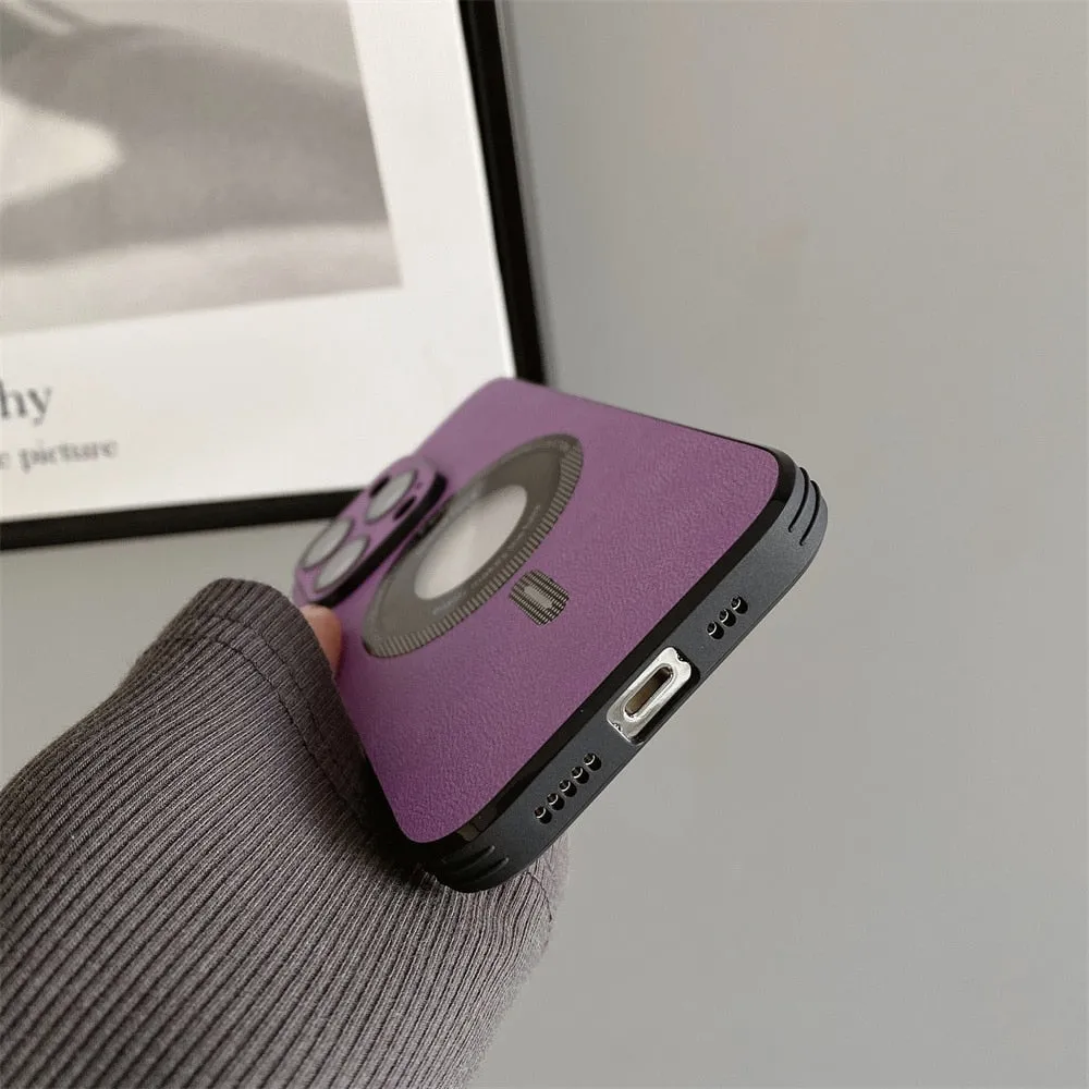 Magsafe Hollow Out Leather Pattern Phone Case for iPhone