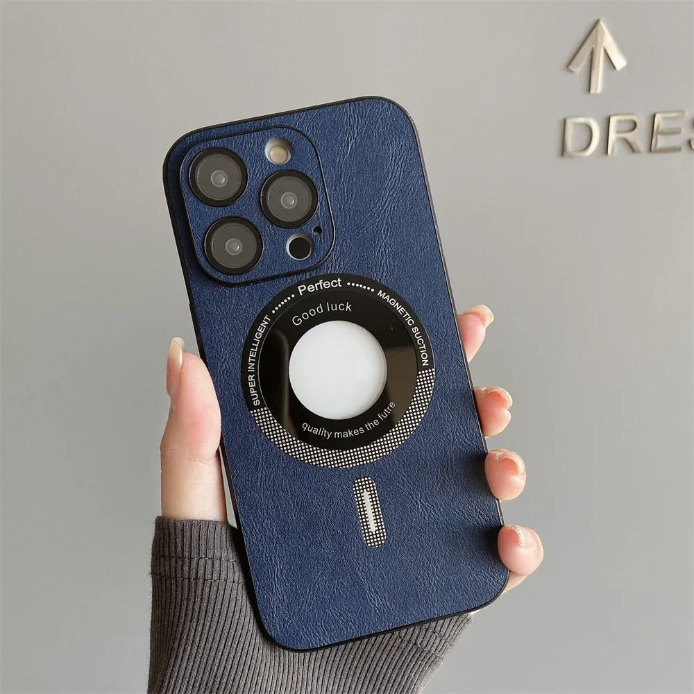 Magsafe Hollow Out Leather Pattern Phone Case for iPhone