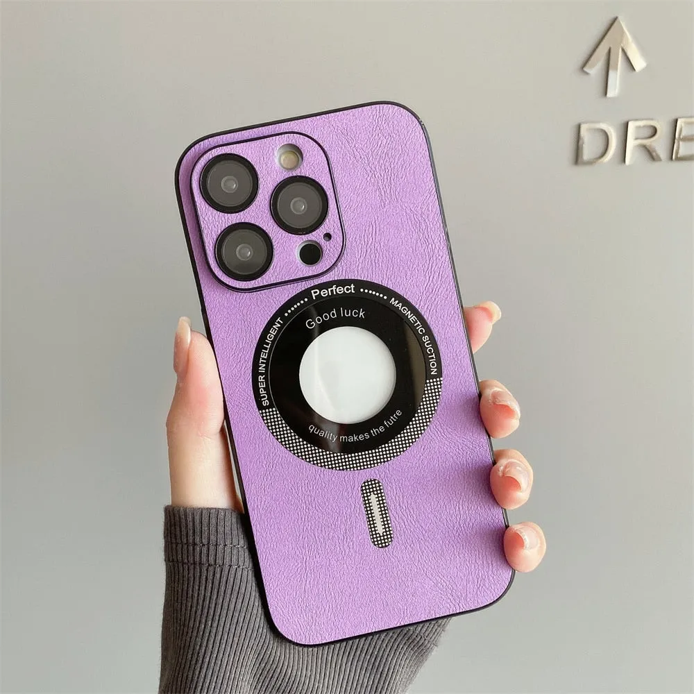 Magsafe Hollow Out Leather Pattern Phone Case for iPhone