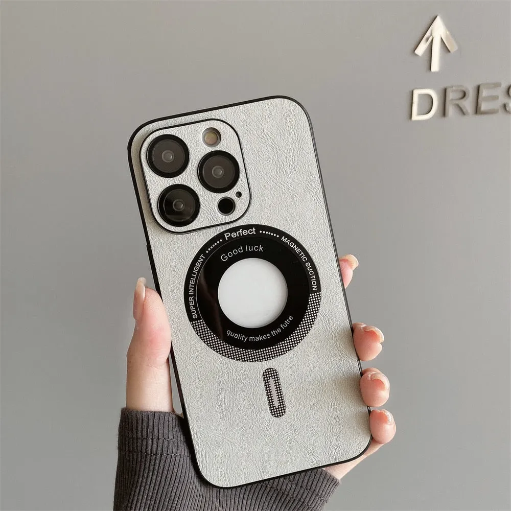 Magsafe Hollow Out Leather Pattern Phone Case for iPhone