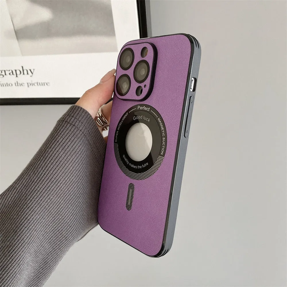 Magsafe Hollow Out Leather Pattern Phone Case for iPhone