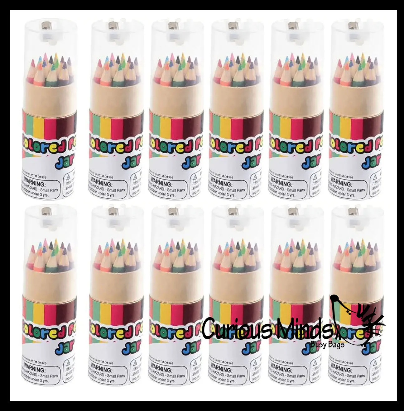 Mini Colored Pencil Jar with 12 Colored Pencils and a Built In Sharpener - Multiple Colors