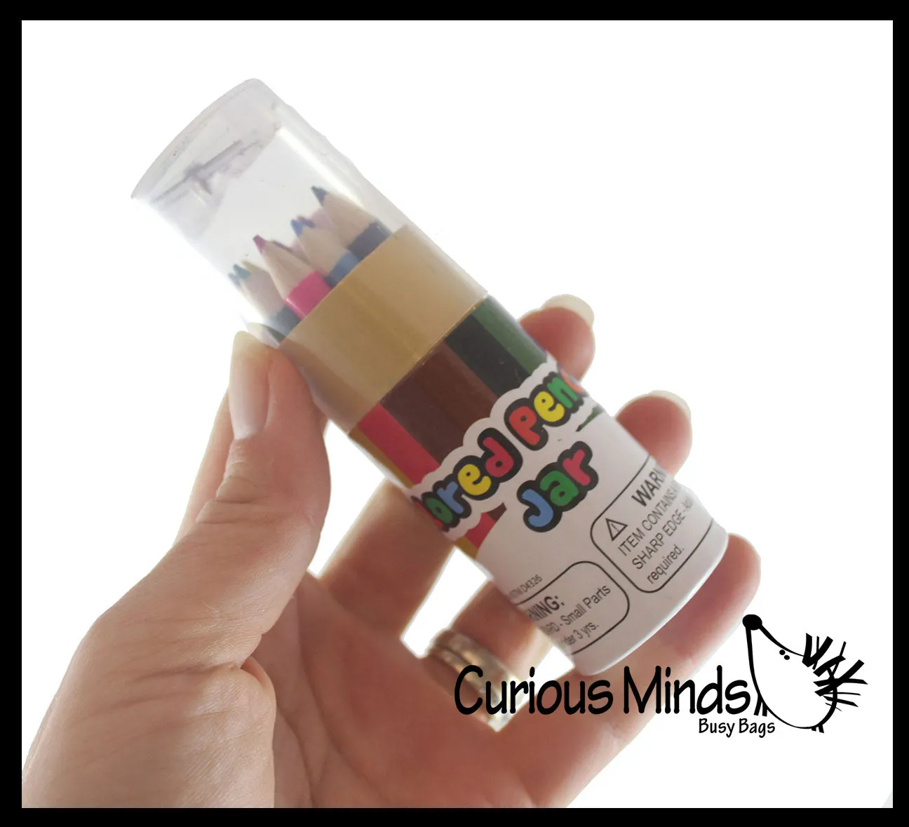 Mini Colored Pencil Jar with 12 Colored Pencils and a Built In Sharpener - Multiple Colors