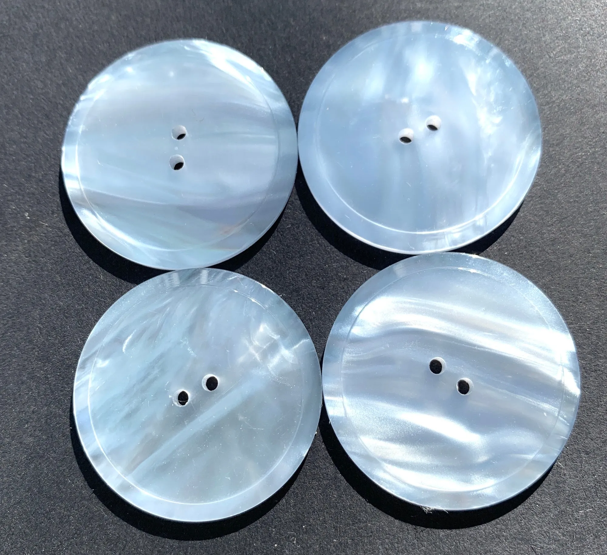 Moonglow Lucite Silvery White 3.2cm Buttons - Singly or sheet of 12