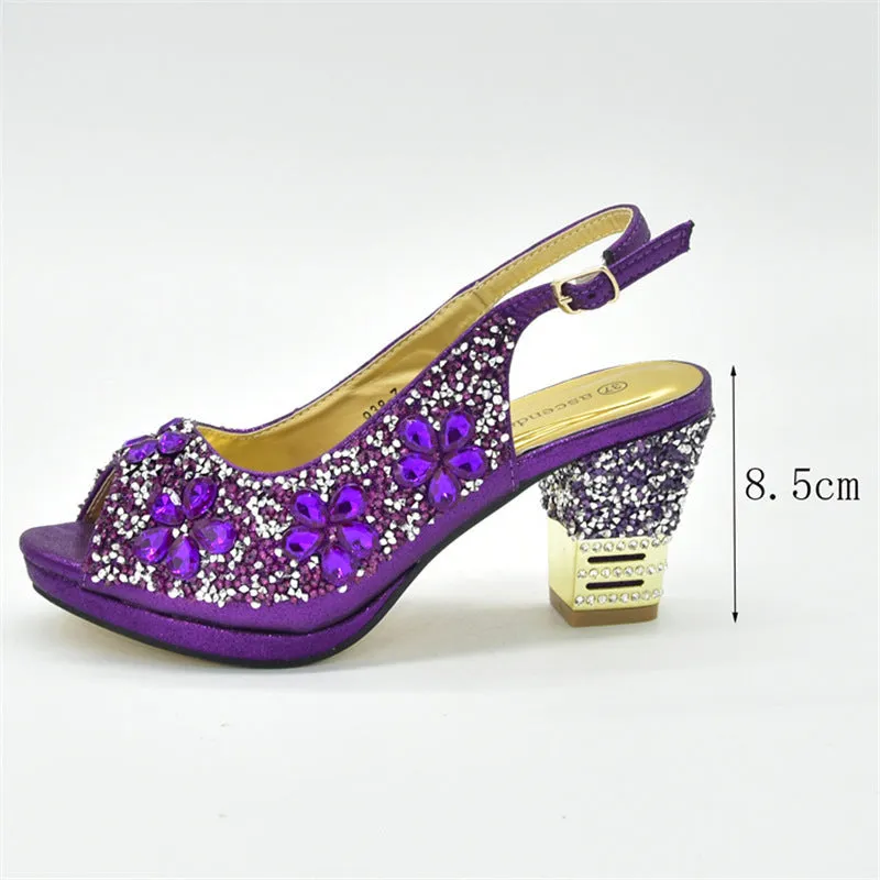 New Summer High Heel Sandals With A Strap Buckle With Hhinestone Bag ,Diamond Evening Wedding Bag