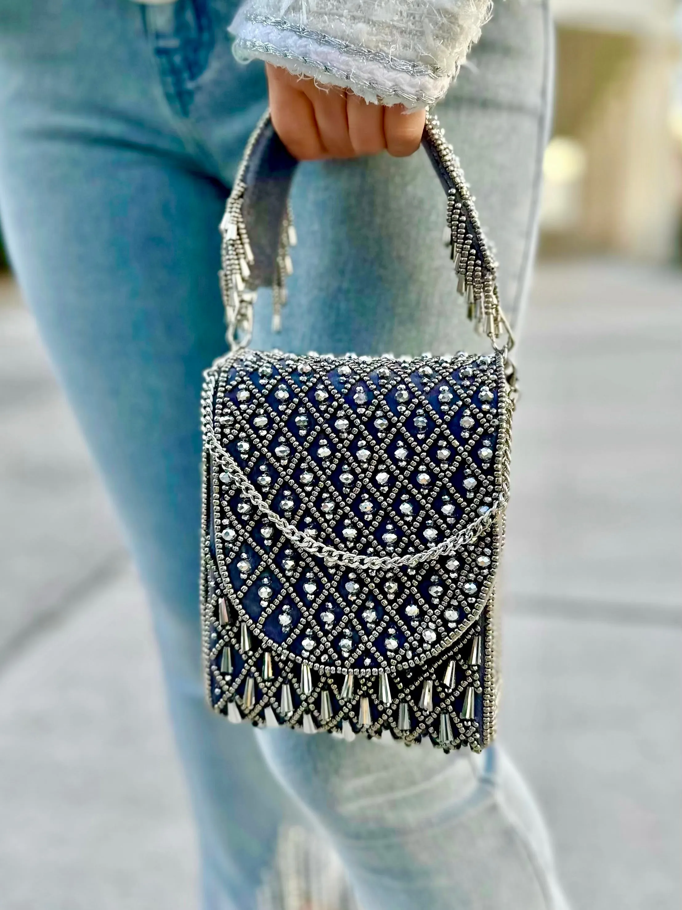 New Years Embellished Hardshell Mini Bag