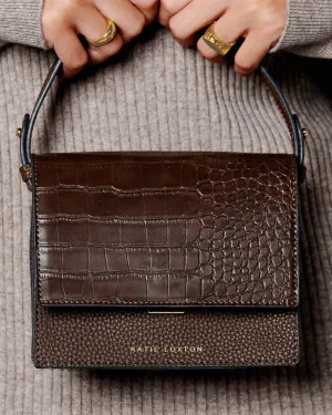 Orla Chocolate Mini Faux Croc Crossbody Bag
