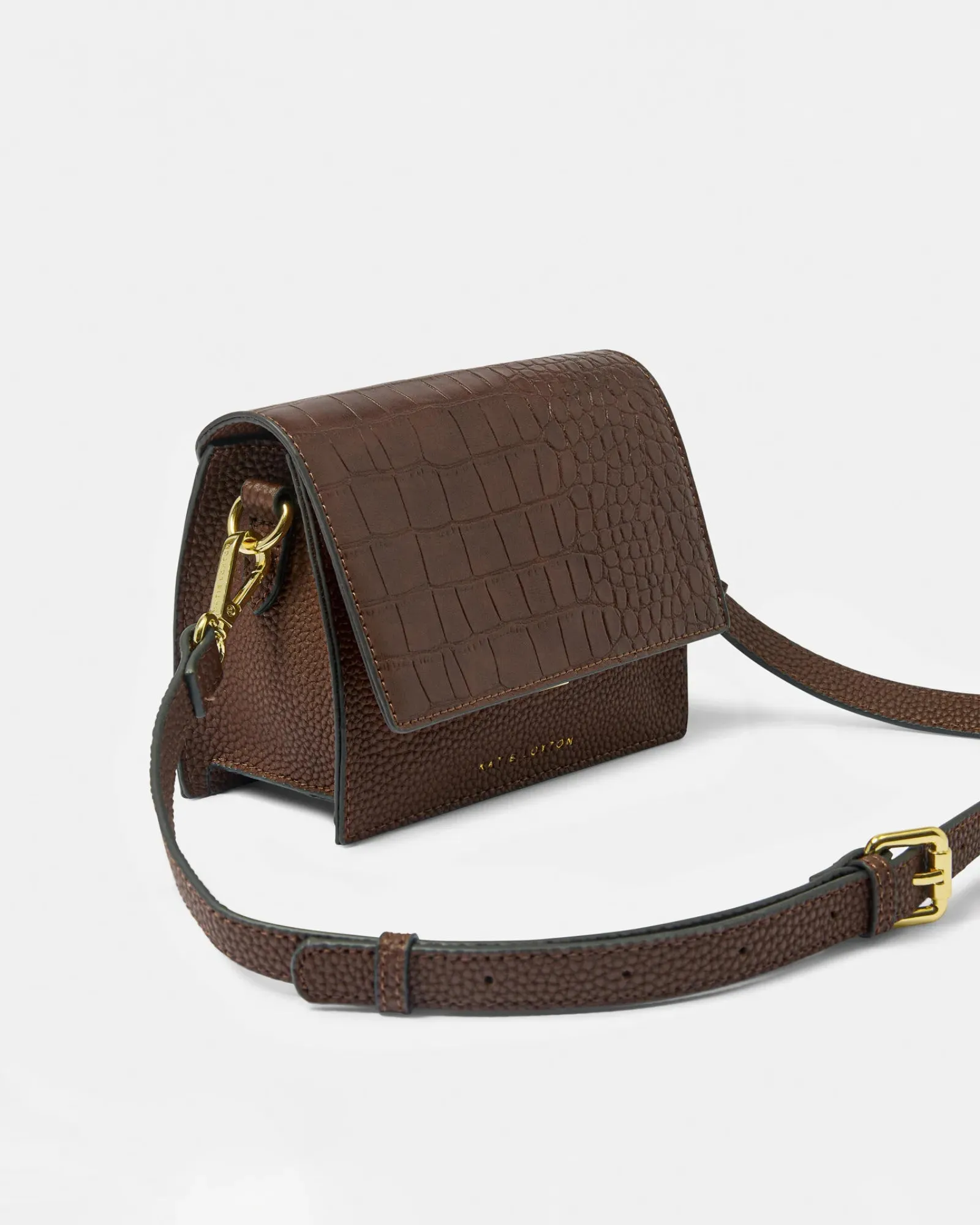 Orla Chocolate Mini Faux Croc Crossbody Bag