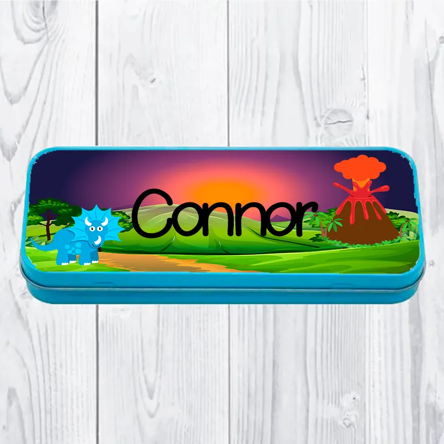 Personalised Printed Dinosaur School Pencil Tin