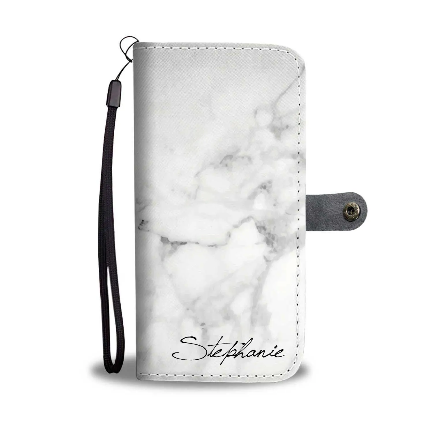 Personalized White Marble Phone Wallet Case