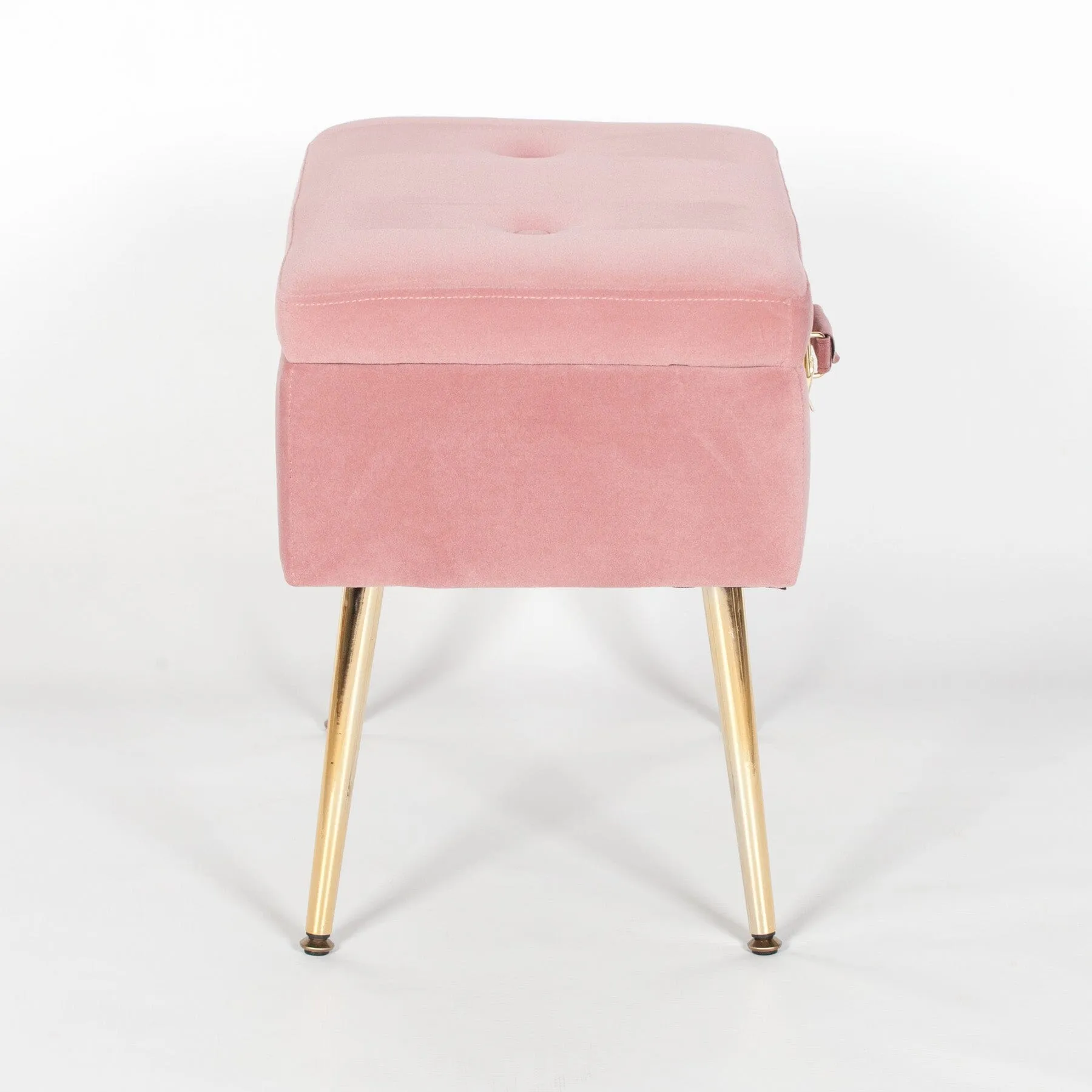 Pink Suitcase Stool With Gold Legs