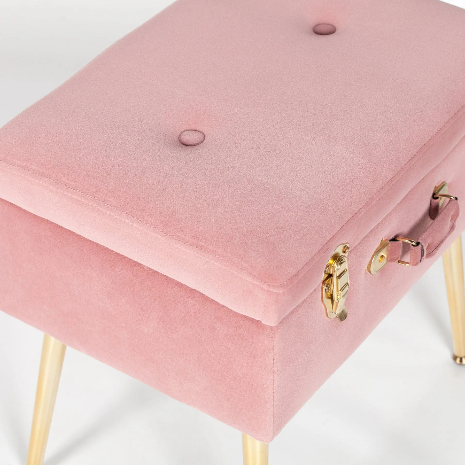 Pink Suitcase Stool With Gold Legs