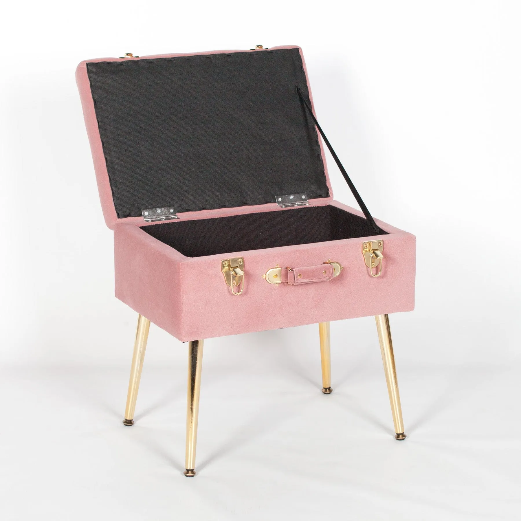 Pink Suitcase Stool With Gold Legs